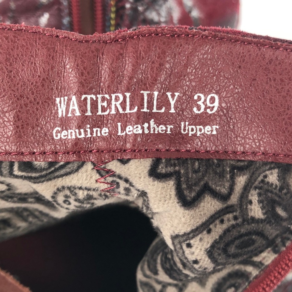 L'Artiste Spring Step Waterlily Floral Leather Ankle Boots Sz 39 Red Metallic - Picture 3 of 16
